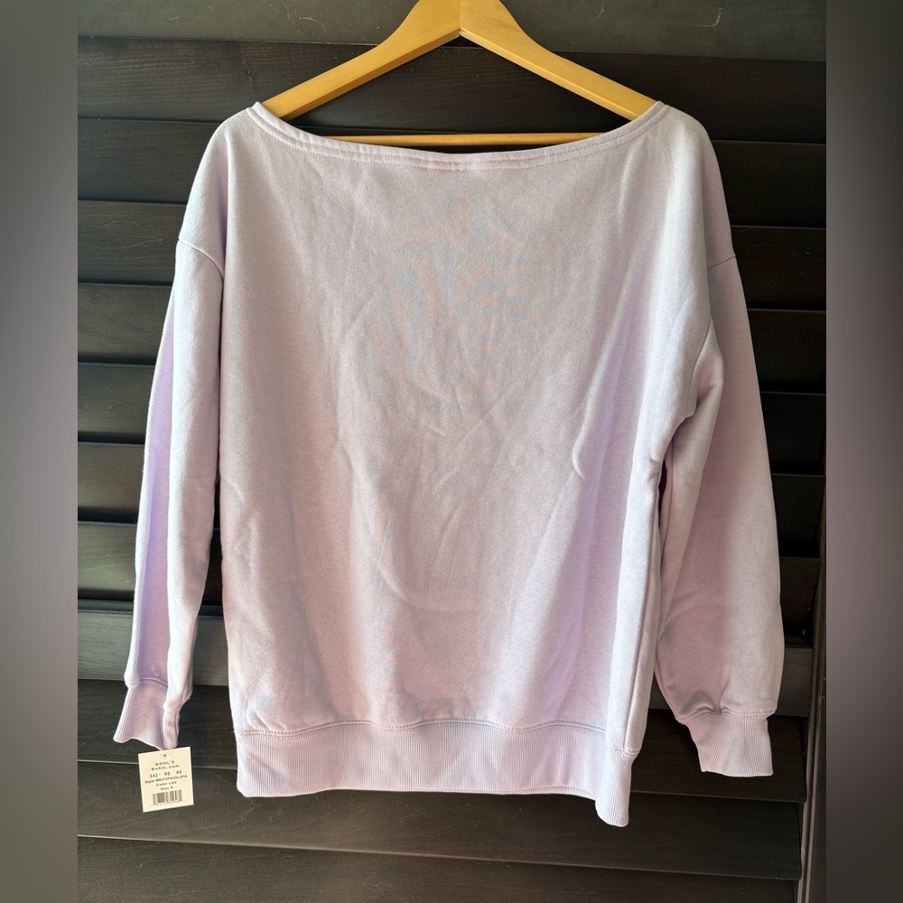 Mighty Fine Women's Small Boat Neck Pull Over Texas BlueBonnets Lilac NWT - Picture 2 of 10